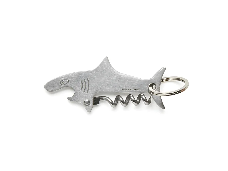 Porte-clés tire-bouchon Requin Argent  Kikkerland