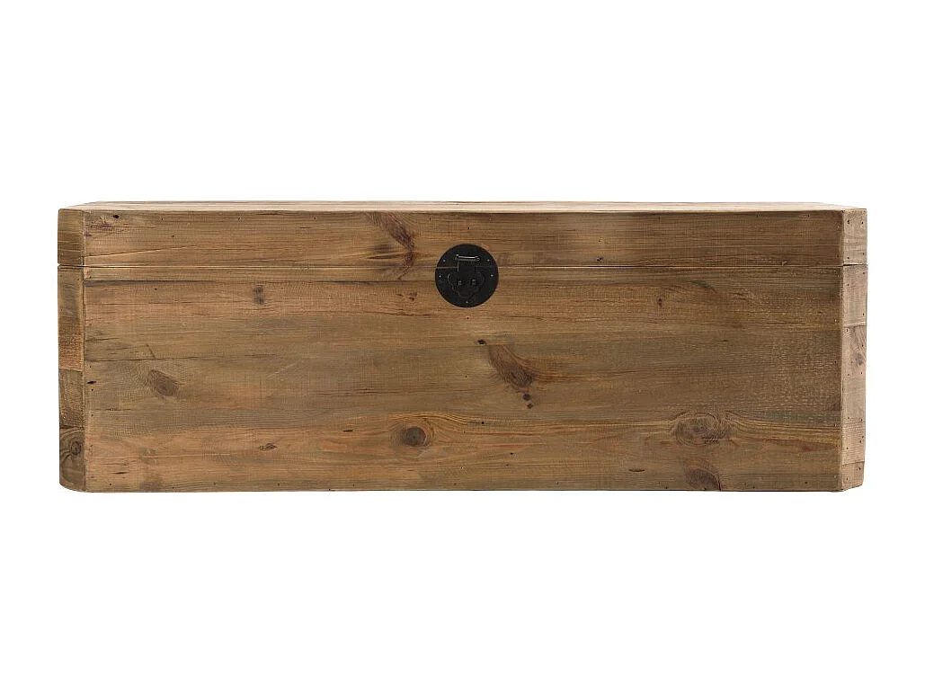 SANDY - Coffre rangement marron bois pin recyclé poignées métal noir