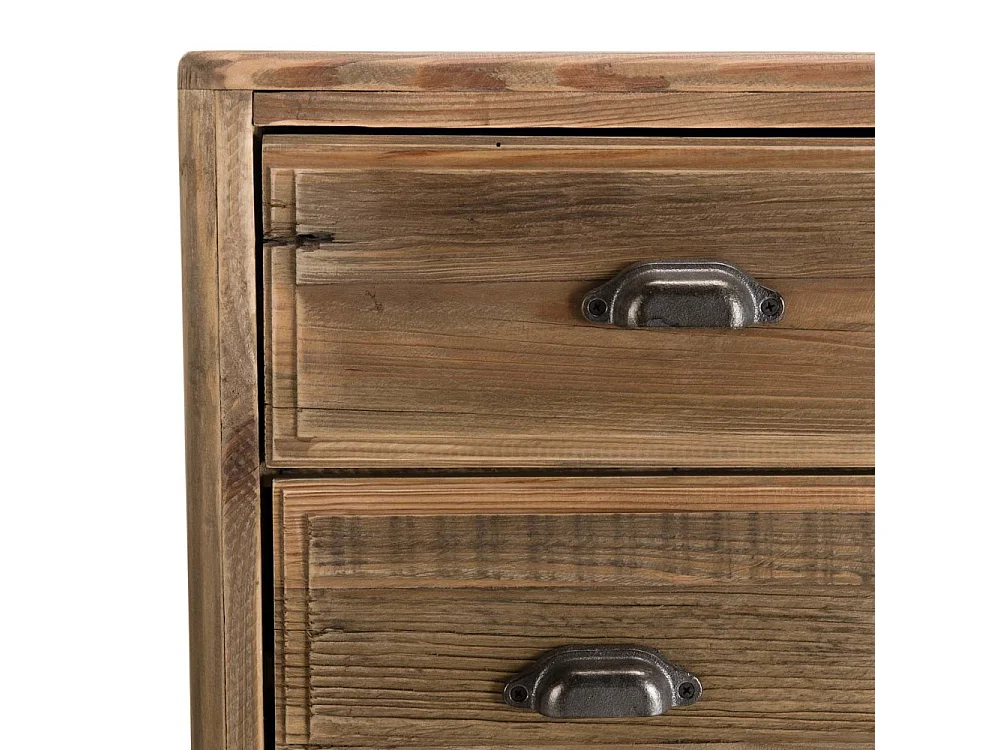 SANDY - Meuble chiffonnier marron 5 tiroirs bois pin recyclé