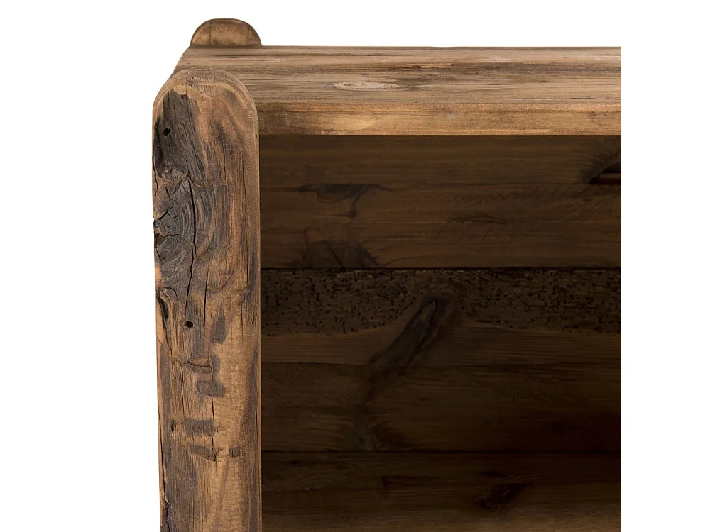 SANDY - Étagère 2 niches/Rangement chaussures marron bois Pin recyclé