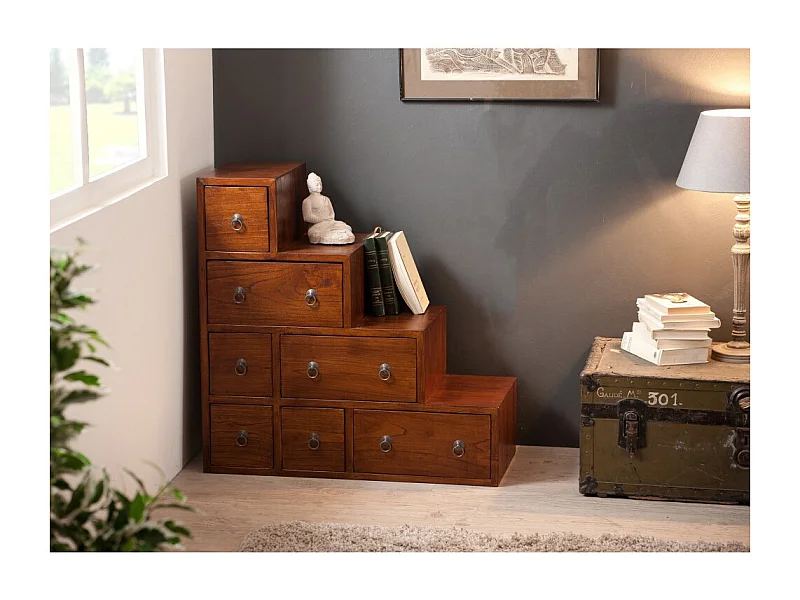 LAUREN - Meuble escalier 74x34 cm marron bois Mindi