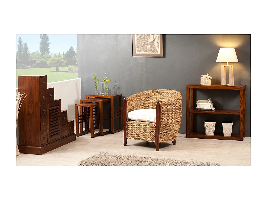 LAUREN - Meuble escalier 105x37 cm marron bois Mindi