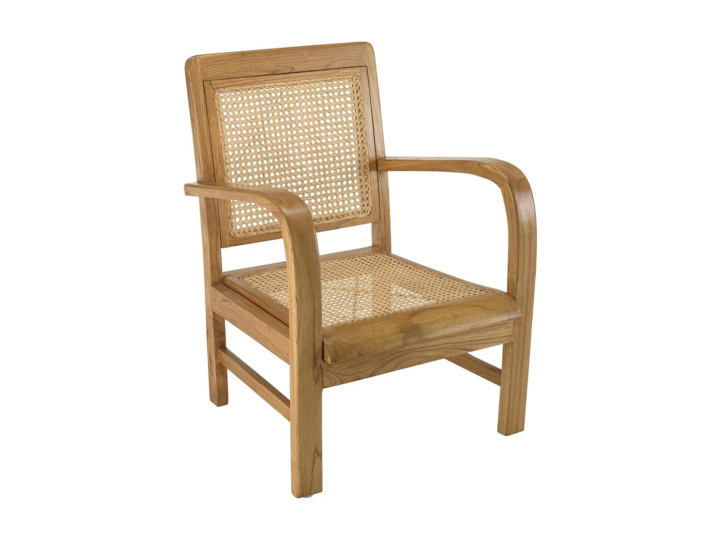 DAK - Fauteuil marron clair en bois de Mindi et cannage