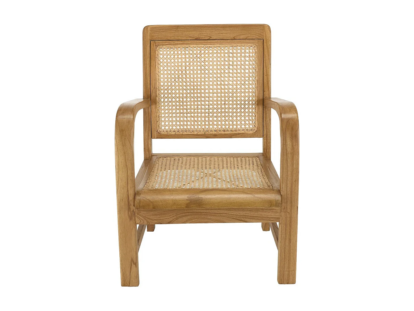 DAK - Fauteuil marron clair en bois de Mindi et cannage
