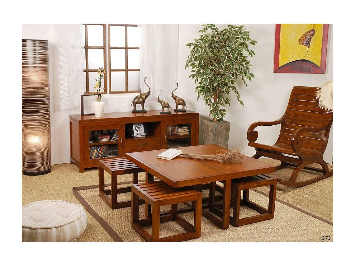 LAUREN - Rockingchair marron bois Mindi