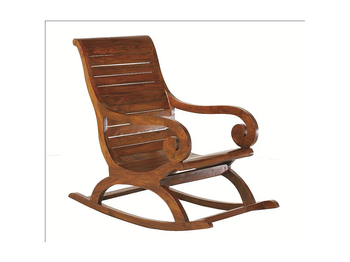 LAUREN - Rockingchair marron bois Mindi