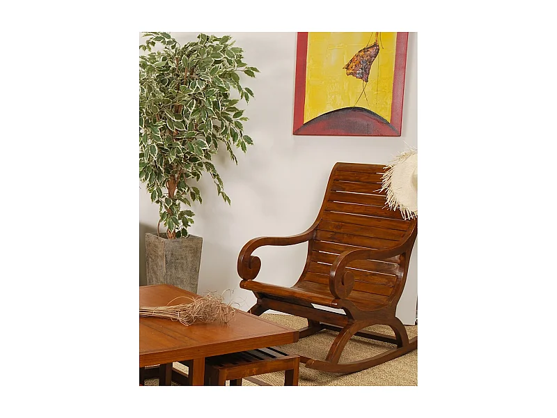 LAUREN - Rockingchair marron bois Mindi