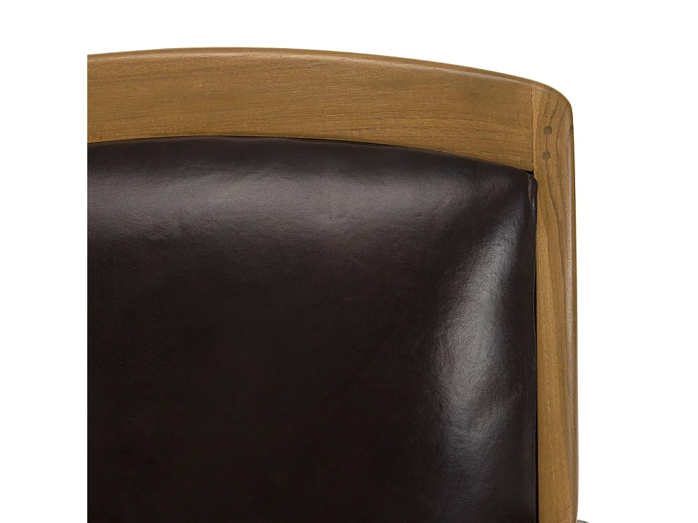 DAK - Fauteuil en bois de teck et cuir marron