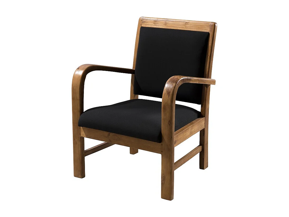 DAK - Fauteuil scandi en bois de teck et tissu noir