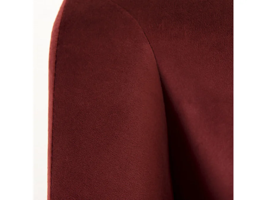 ALBANE - Fauteuil tissu velours bordeaux pieds épingles métal