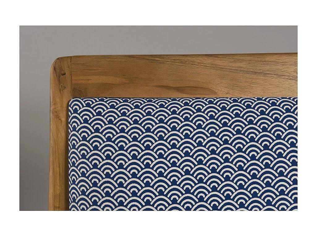 DAK - Fauteuil bois teck tissu bleu scandi