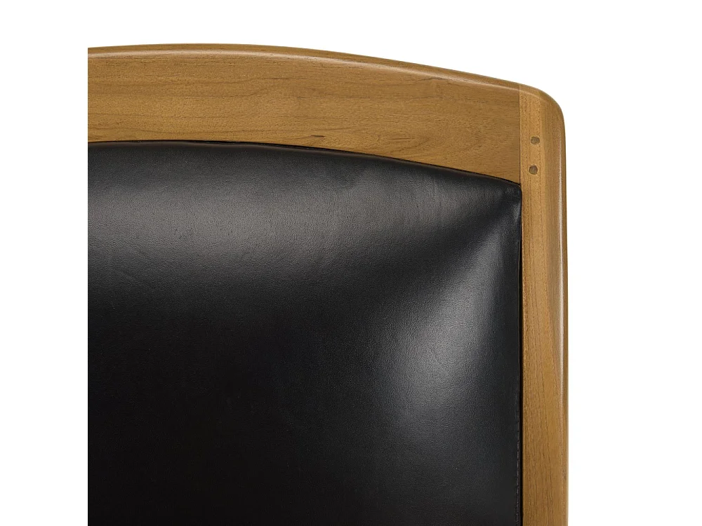 DAK - Fauteuil en bois de teck et cuir noir