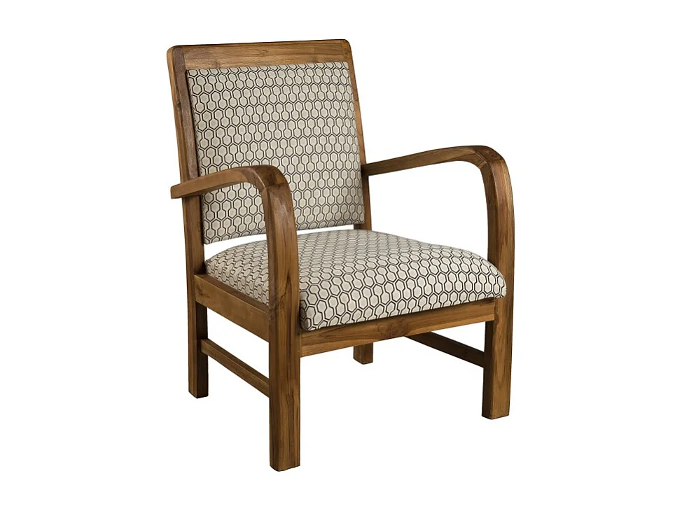 DAK - Fauteuil hexago en bois de teck tissu vert scandi