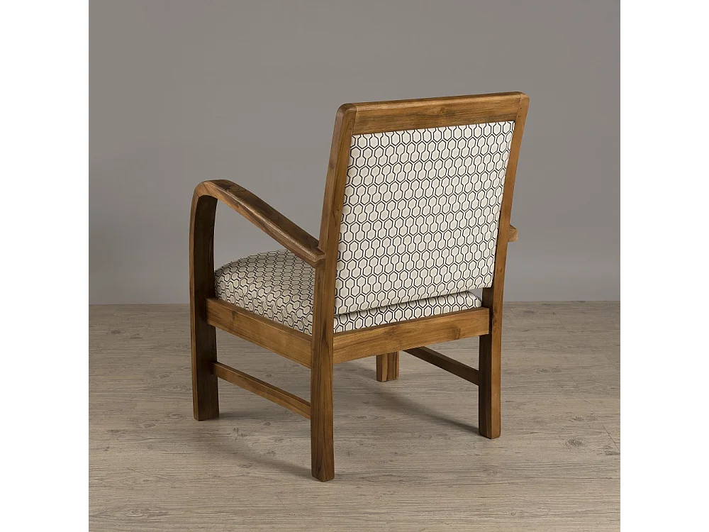 DAK - Fauteuil hexago en bois de teck tissu vert scandi