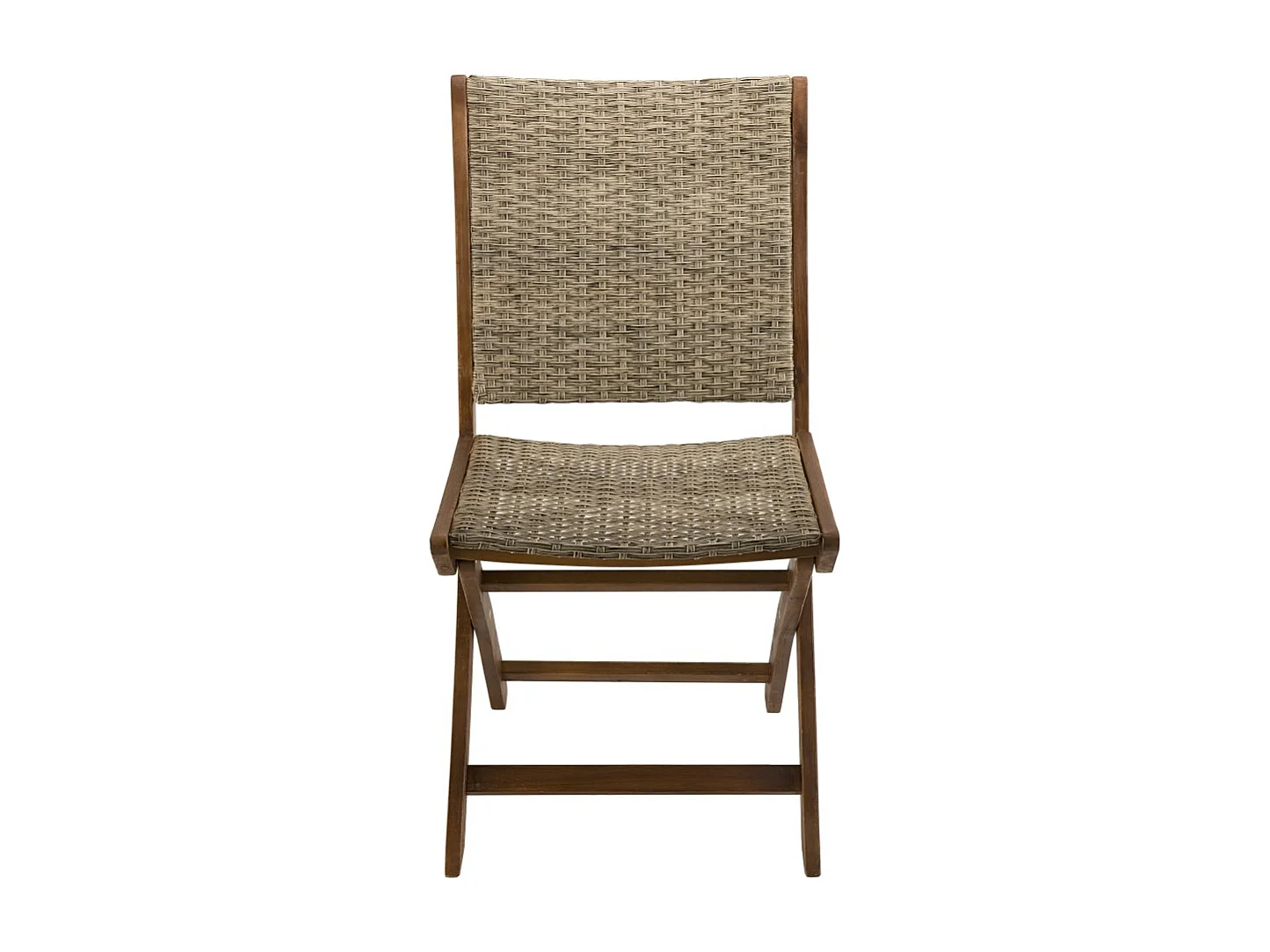 VICK - Ensemble de 2 chaises de jardin pliantes bois Acacia et rotin