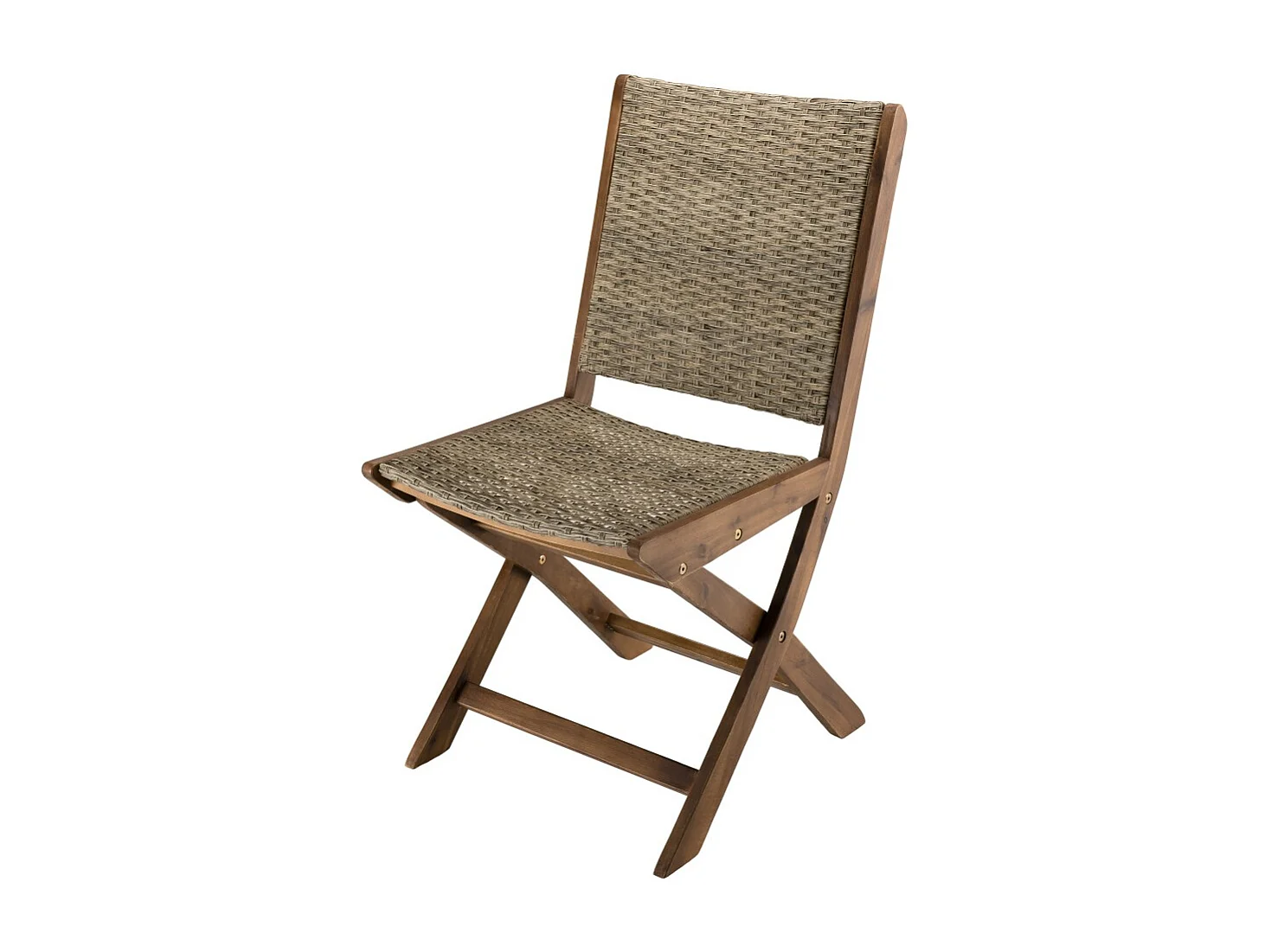VICK - Ensemble de 2 chaises de jardin pliantes bois Acacia et rotin