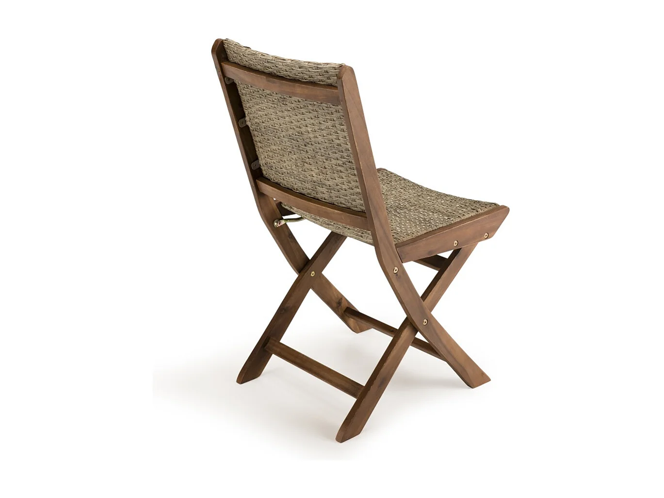 VICK - Ensemble de 2 chaises de jardin pliantes bois Acacia et rotin