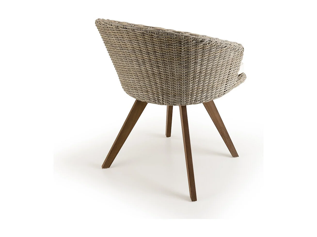 VICK - Chaise de jardin en rotin en bois Acacia et coussin blanc