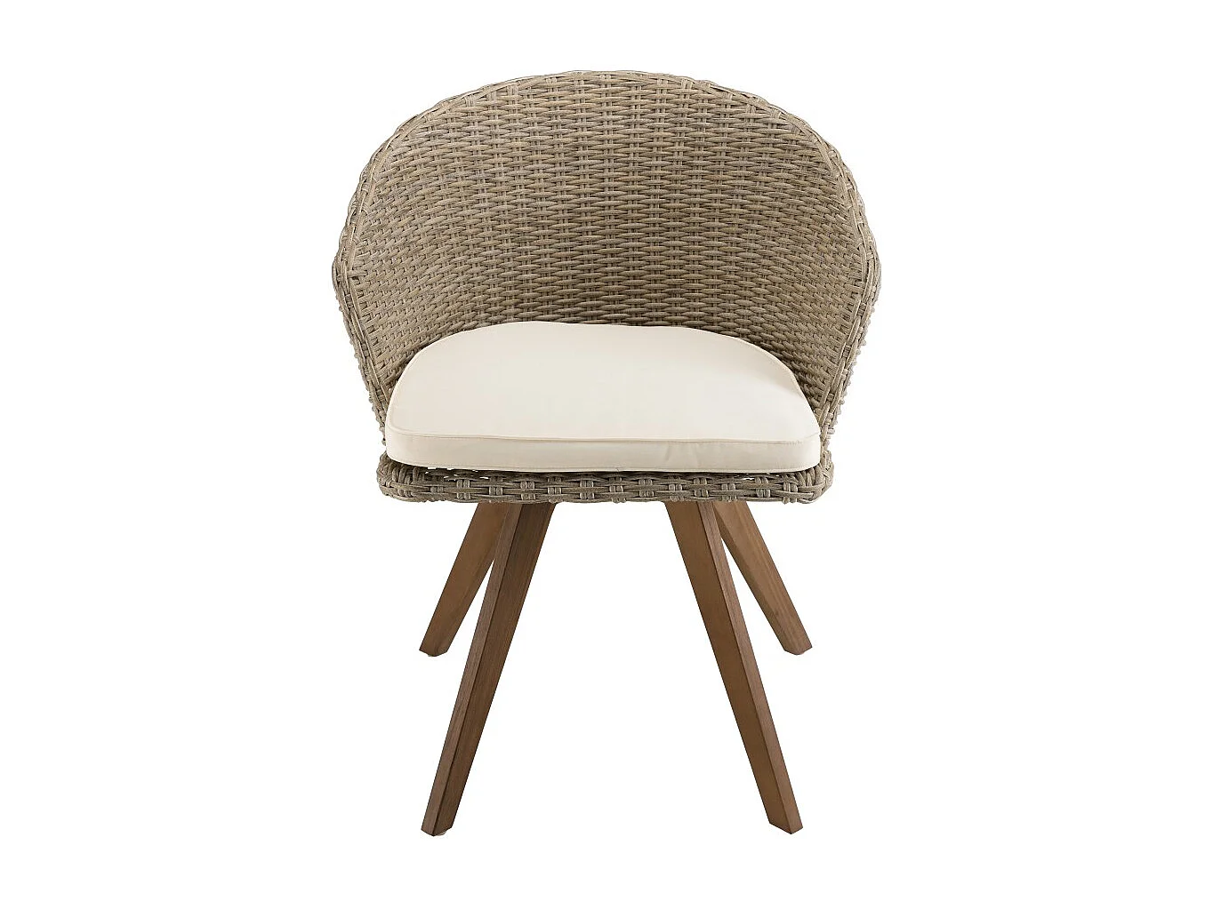 VICK - Chaise de jardin en rotin en bois Acacia et coussin blanc