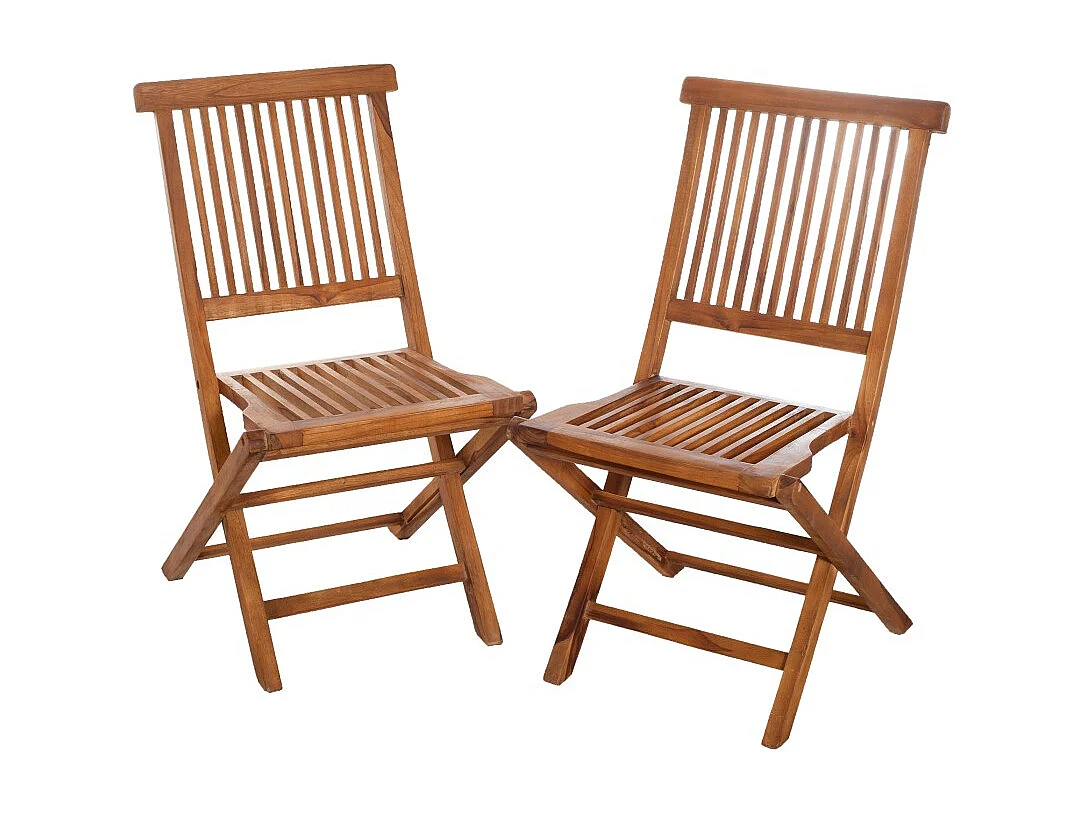 MAEVA - Ensemble de 2 chaises de jardin Java en bois Teck huilé
