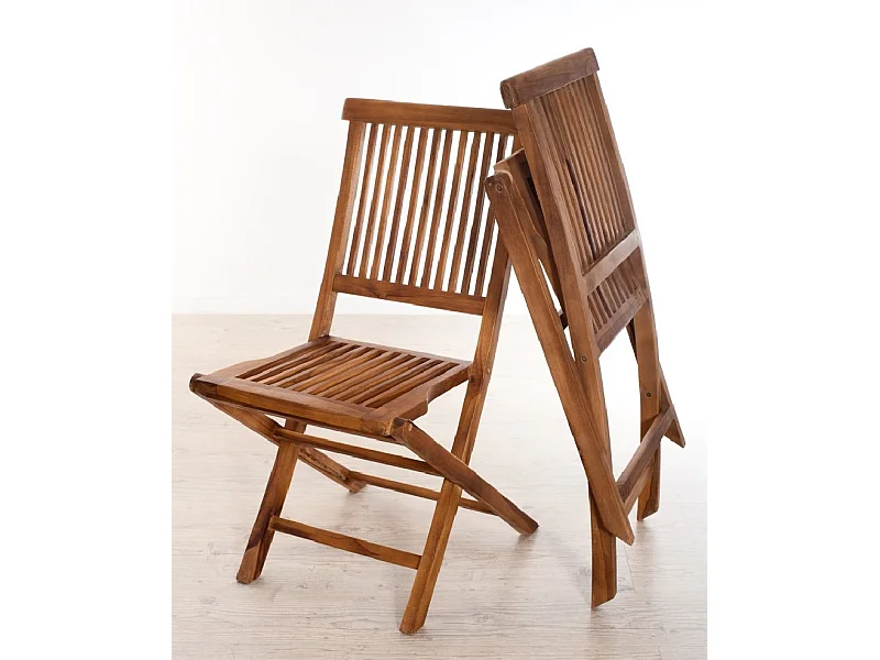 MAEVA - Ensemble de 2 chaises de jardin Java en bois Teck huilé