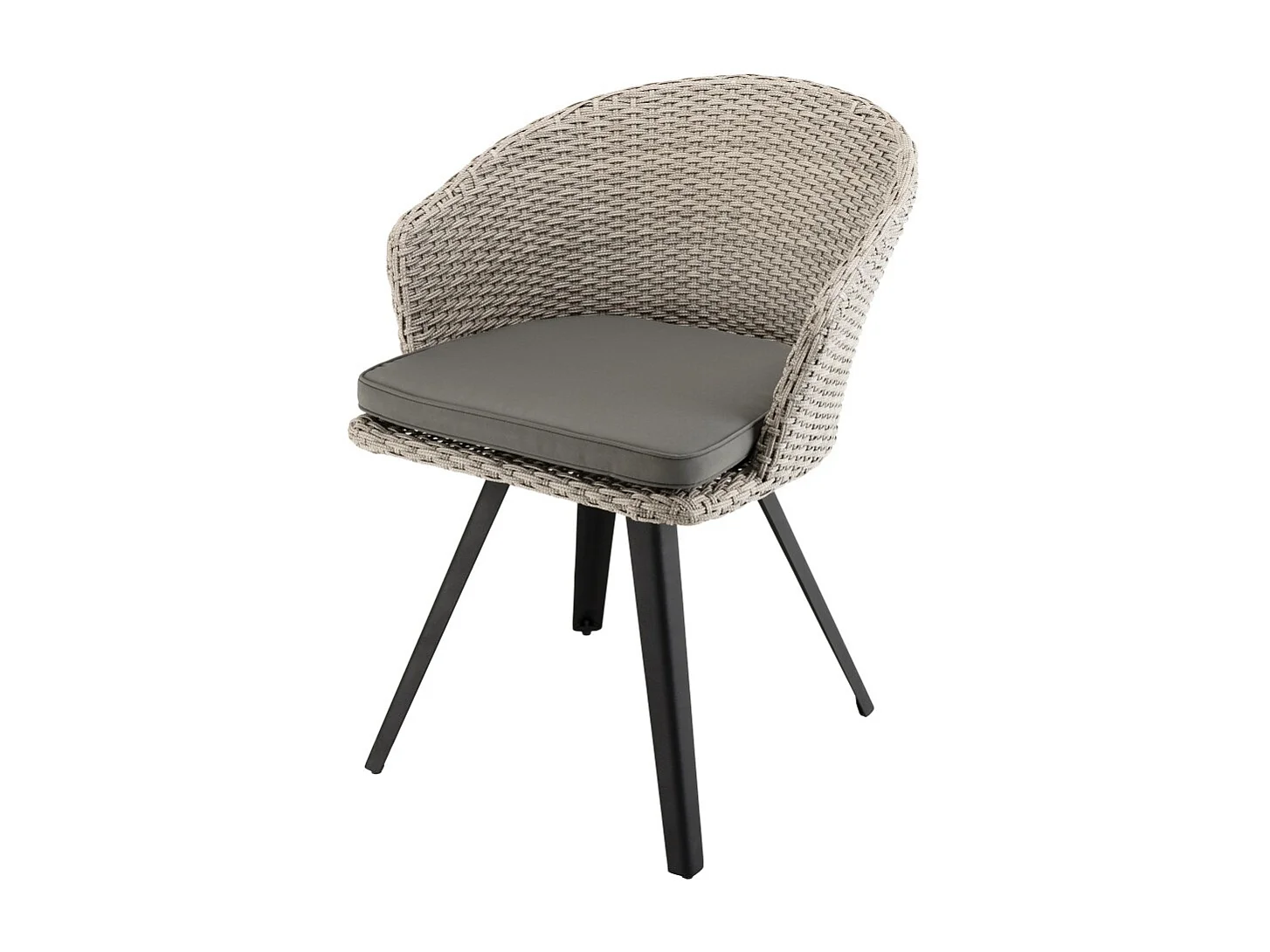 VICK - Chaise de jardin en rotin synthétique gris avec coussin gris