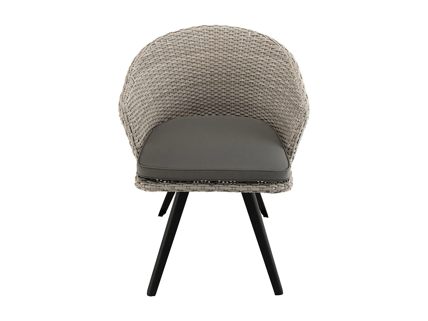 VICK - Chaise de jardin en rotin synthétique gris avec coussin gris