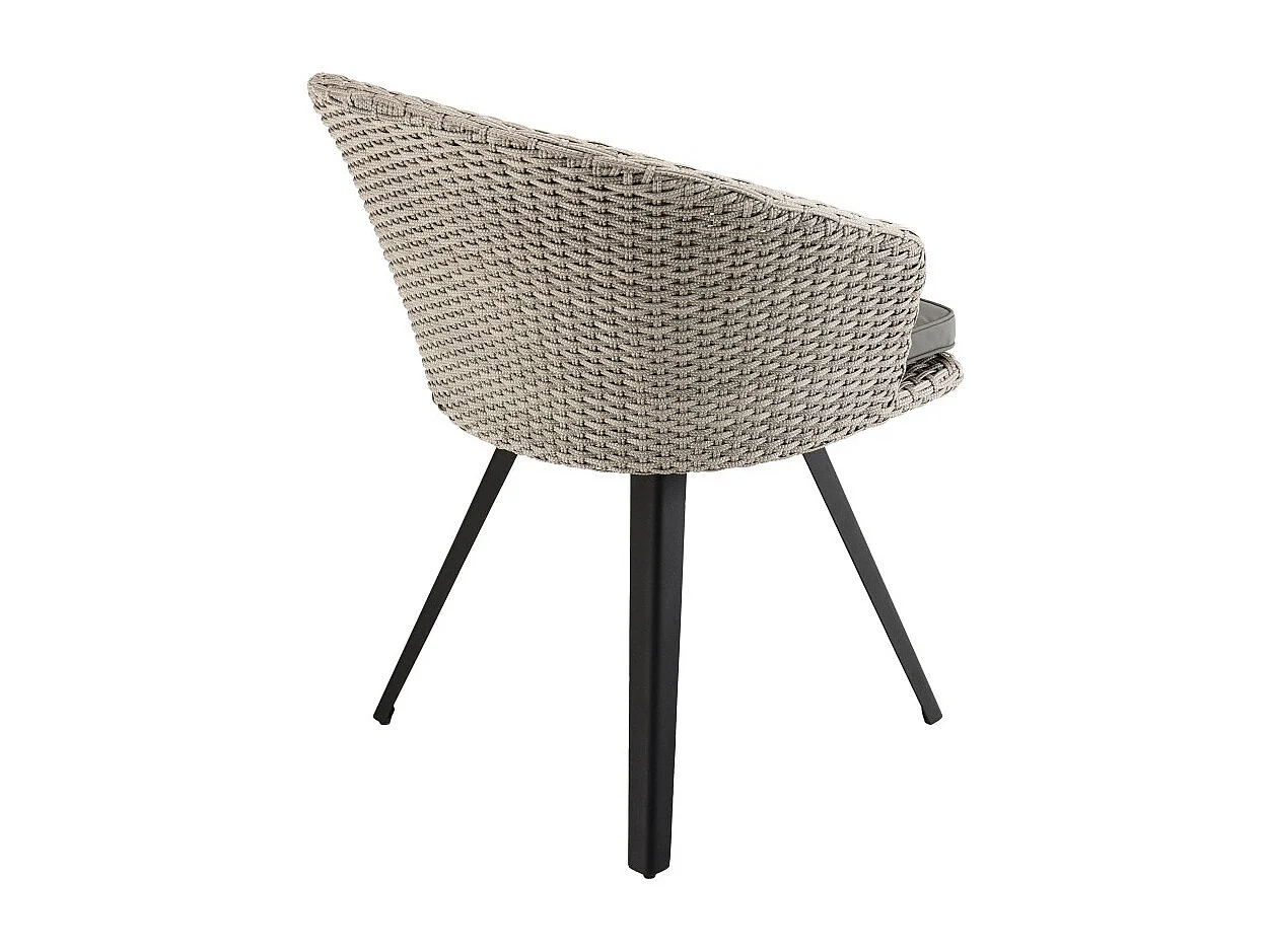 VICK - Chaise de jardin en rotin synthétique gris avec coussin gris