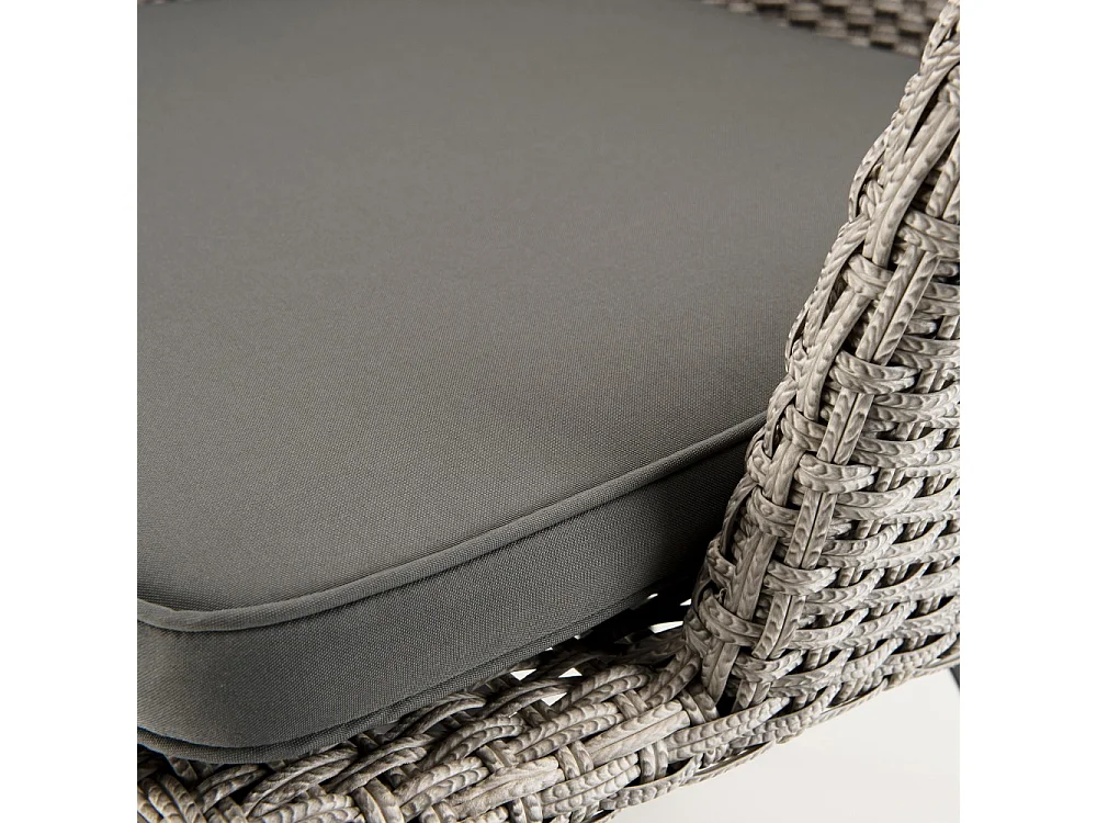 VICK - Chaise de jardin en rotin synthétique gris avec coussin gris