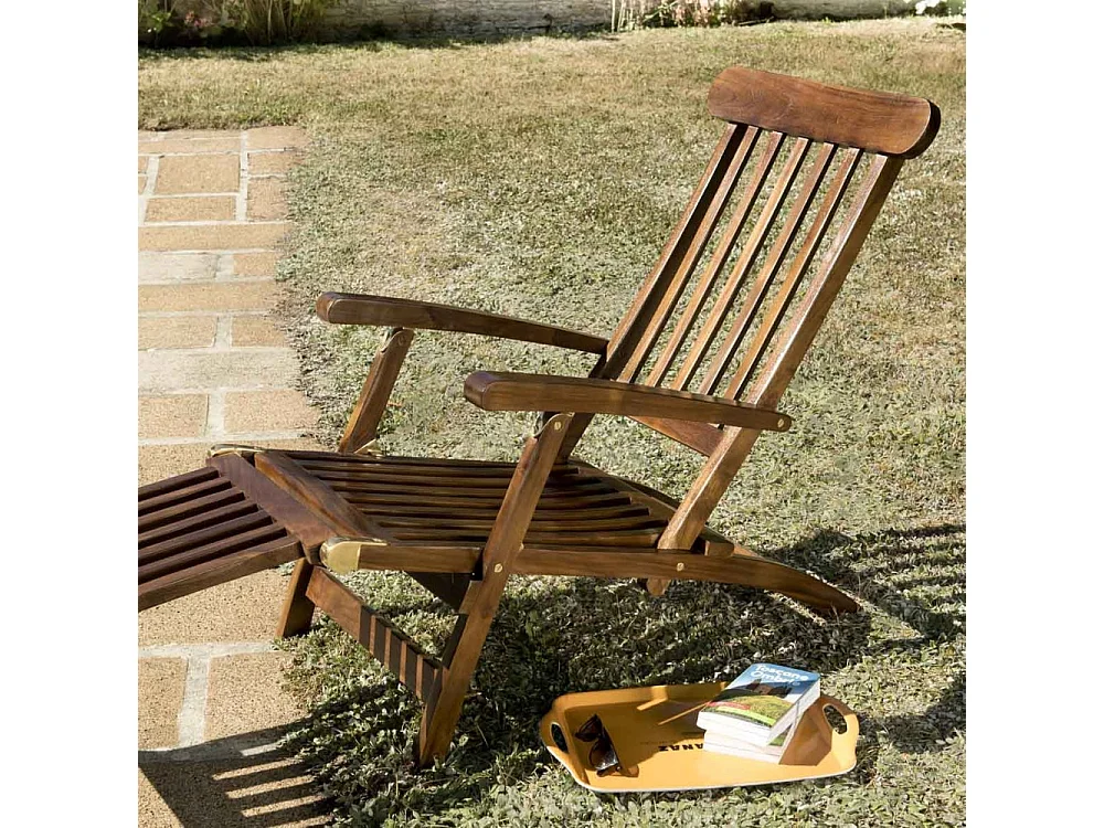 MAEVA - Chaise longue de jardin en bois teck huilé