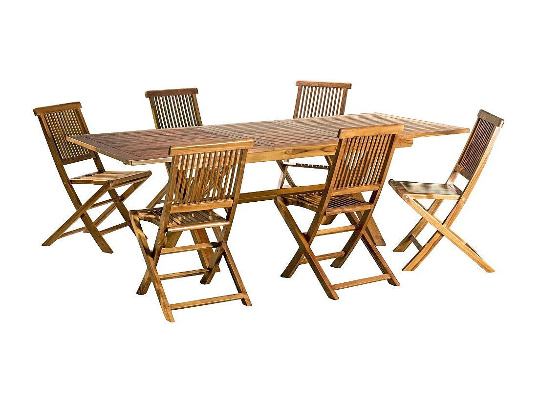 MAEVA - Ensemble de jardin bois teck huilé table 180*240 et 6 chaises