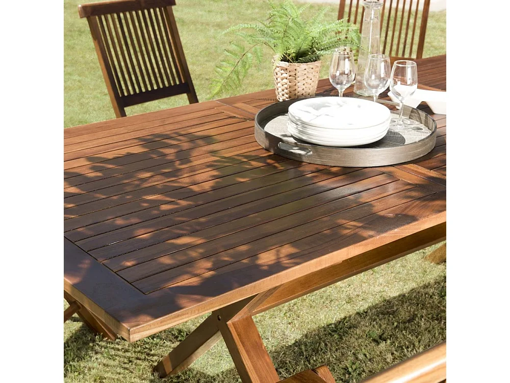 MAEVA - Ensemble de jardin bois teck huilé table 180*240 et 6 chaises