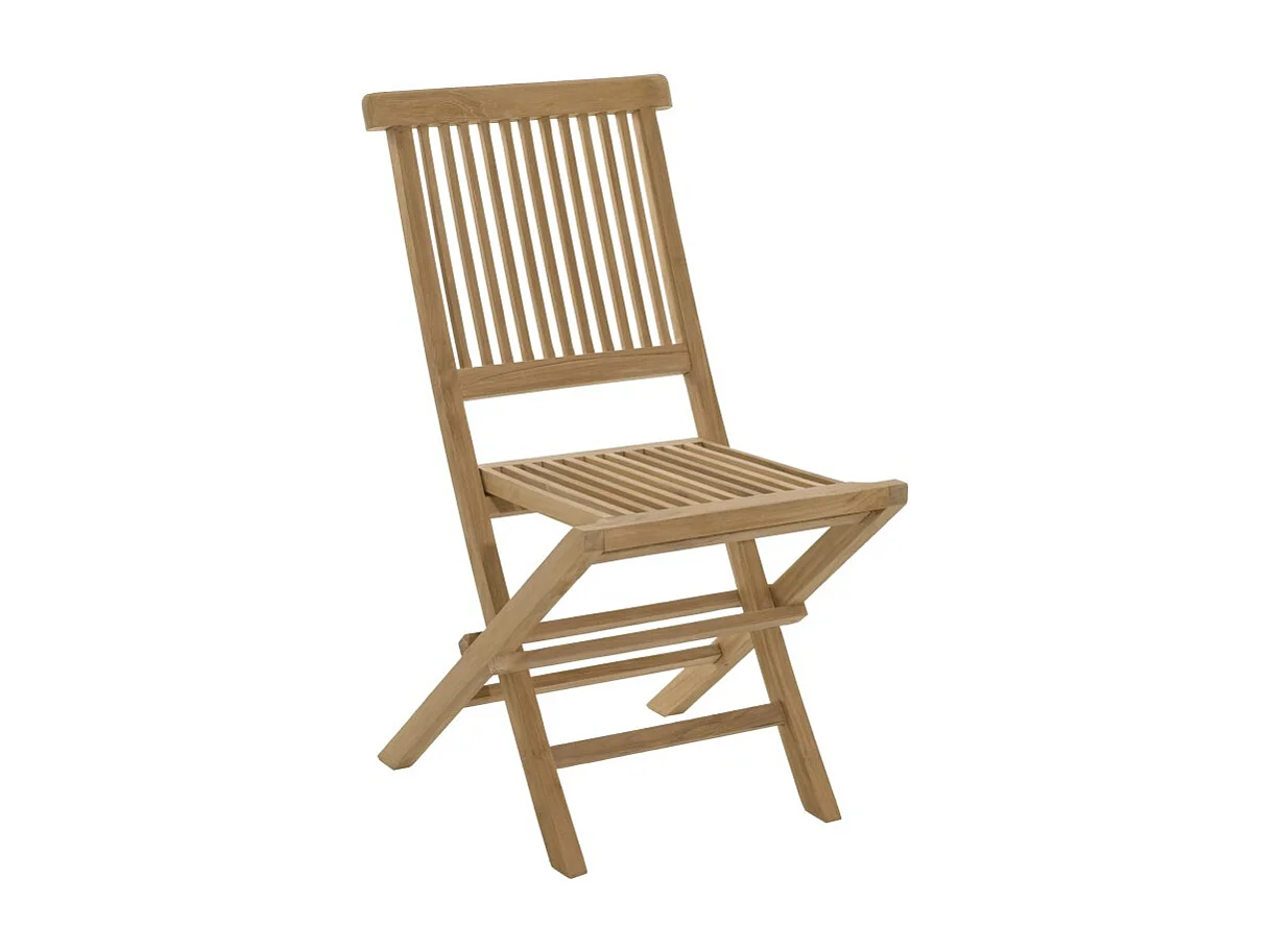 FUN - Ensemble de jardin table bois teck pliante 60 cm et 2 chaises