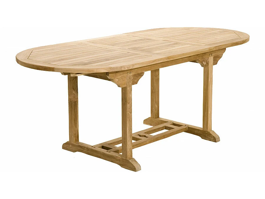 HARRIS - SALON DE JARDIN EN BOIS TECK 6/8 pers - 1 Table ovale extensible 150*200/90 cm et 6 chaises textilène