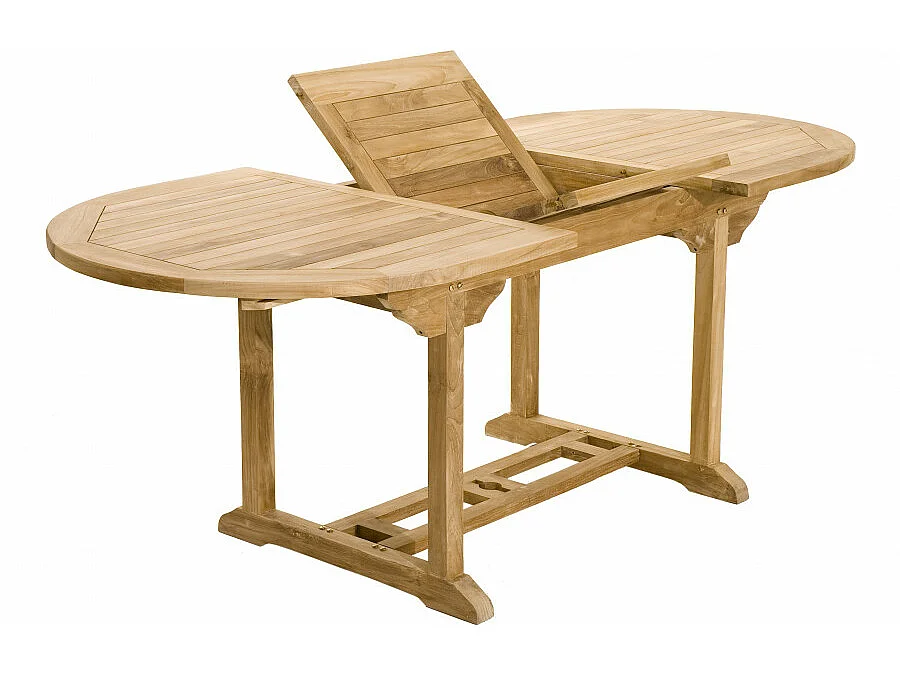 HARRIS - SALON DE JARDIN EN BOIS TECK 6/8 pers - 1 Table ovale extensible 150*200/90 cm et 6 chaises textilène
