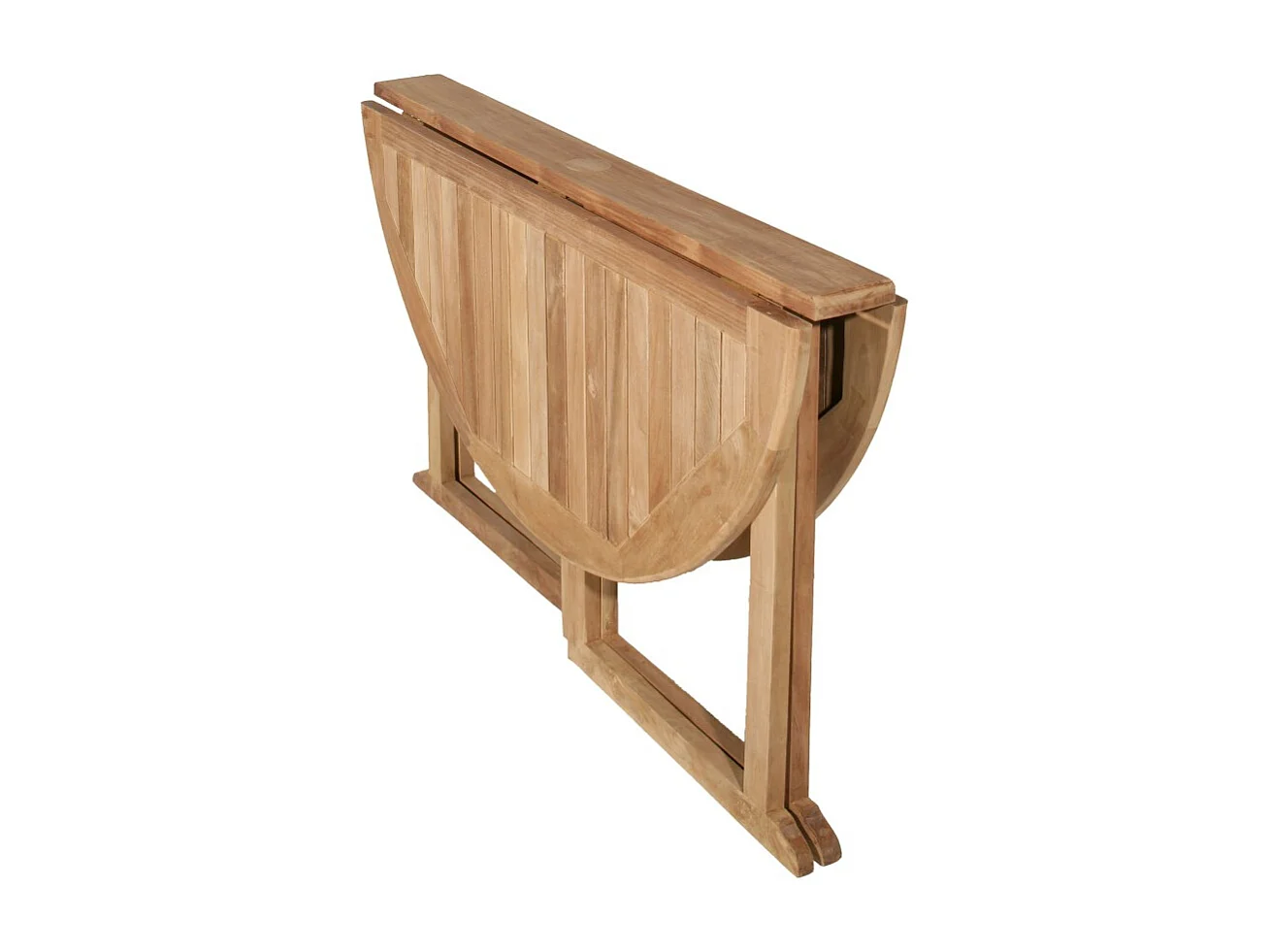 FUN - Ensemble de jardin table à rabats diam120 et 4 chaises bois teck