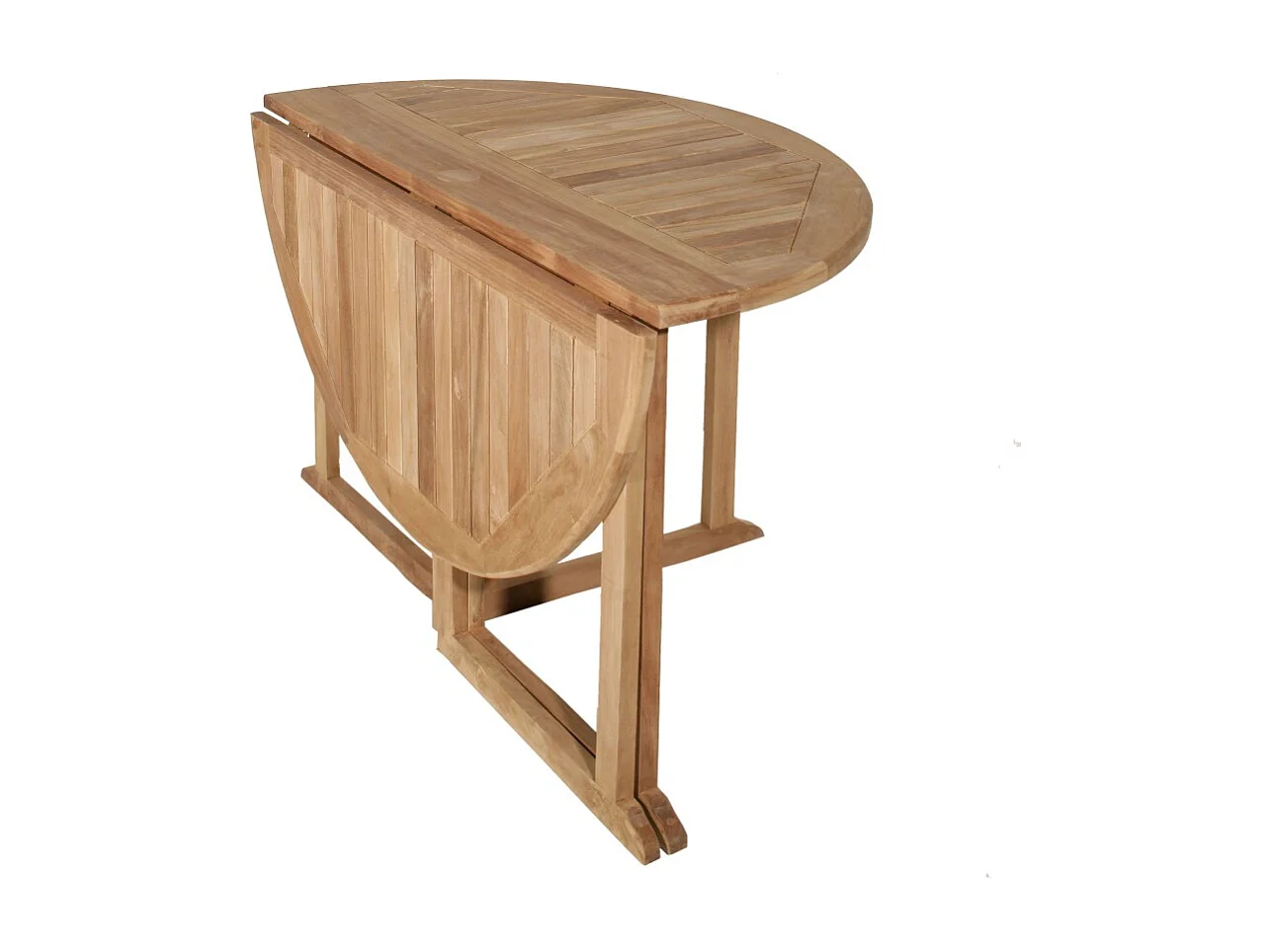 FUN - Ensemble de jardin table à rabats diam120 et 4 chaises bois teck