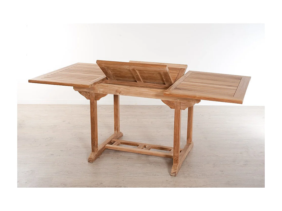 FUN - Ensemble de jardin -Table rect. 120/180 / 6 chaises bois teck