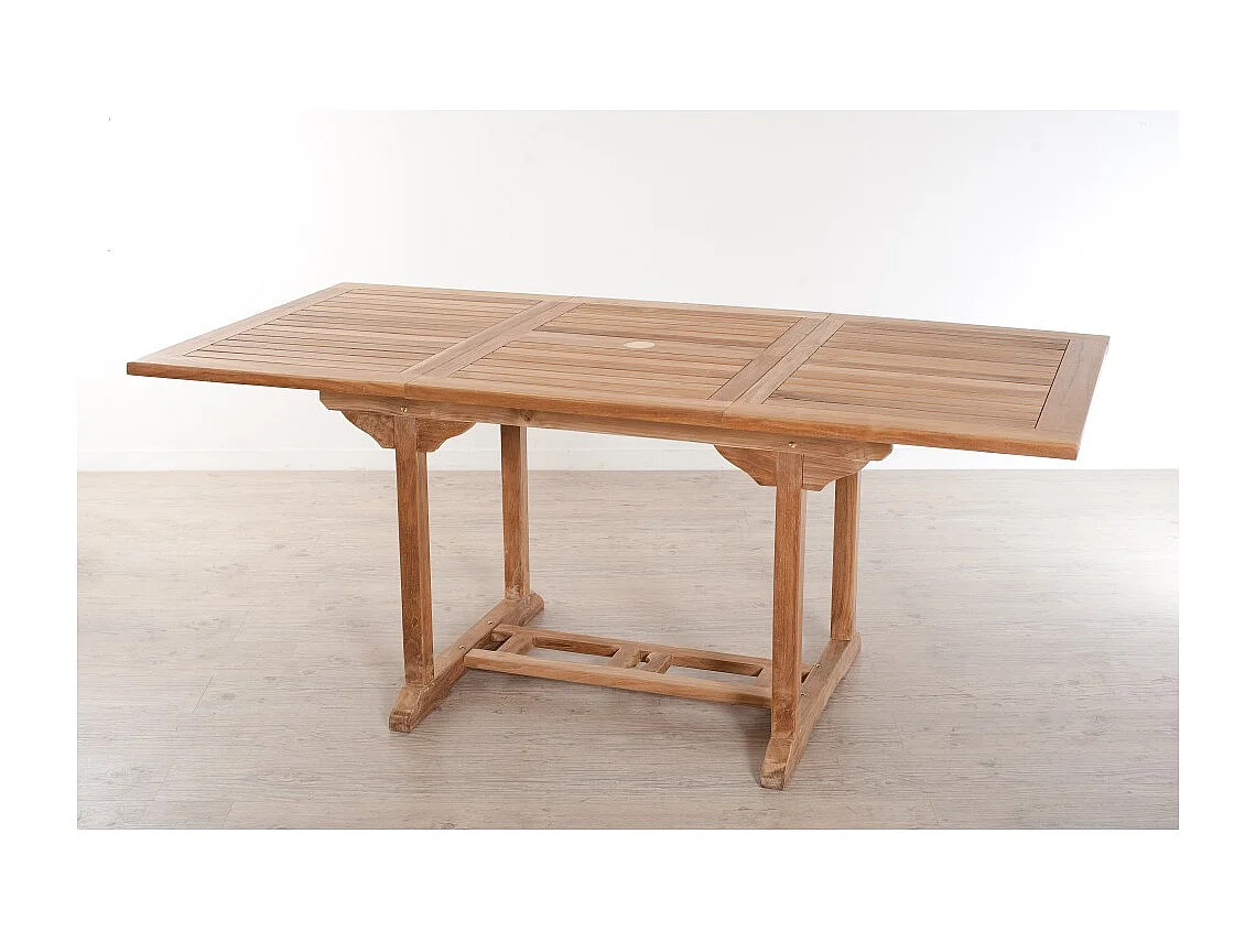 FUN - Ensemble de jardin -Table rect. 120/180 / 6 chaises bois teck