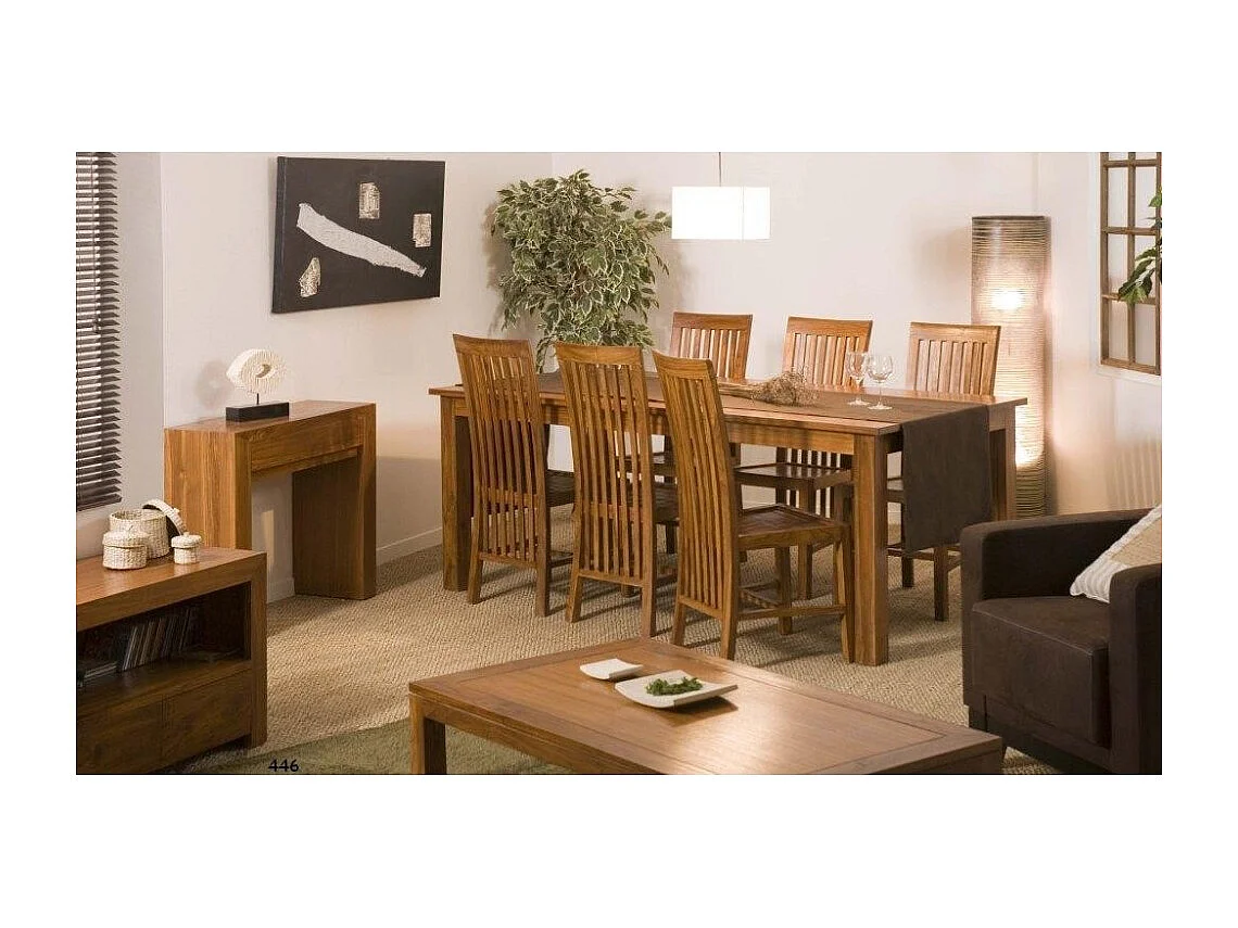 API - Console moderne marron 2 tiroirs bois Teck