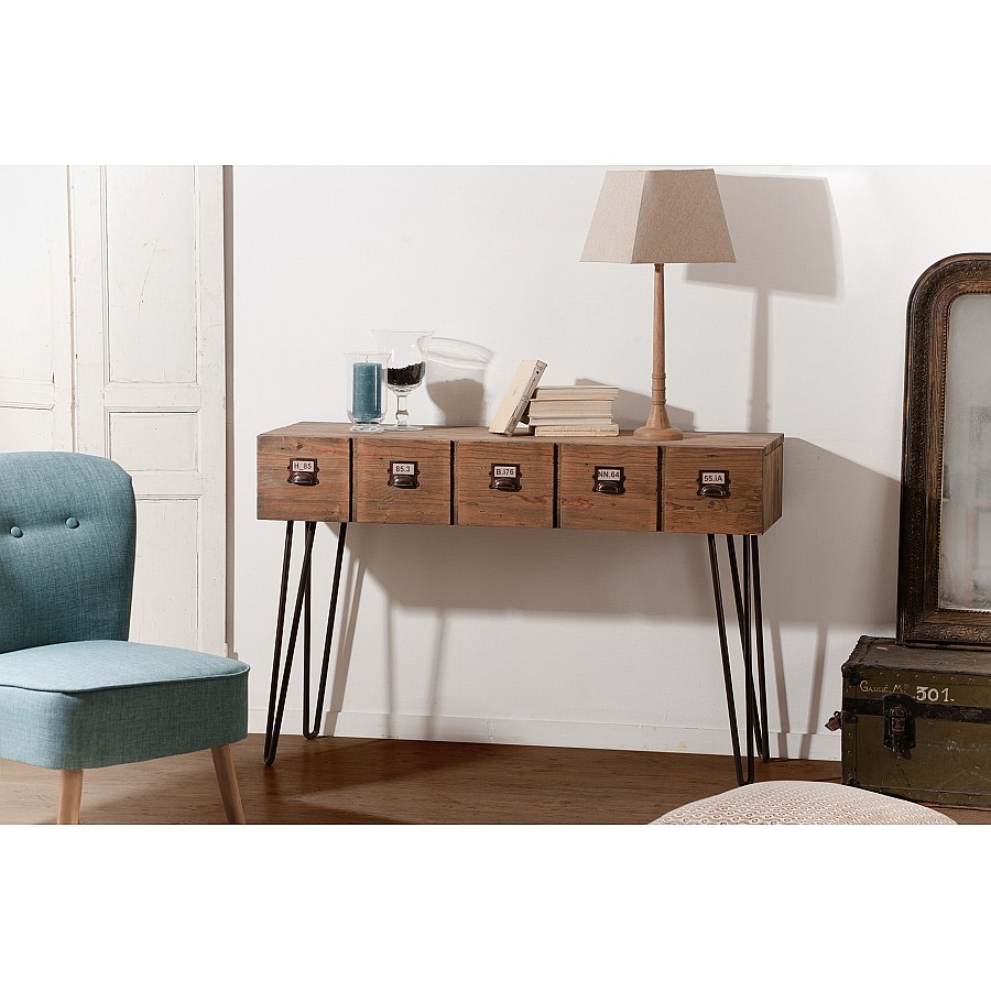 Table D'appoint Flurtisch - Style Colonial - 1 Tiroir - Acajou Massif - 84x41x75 Cm