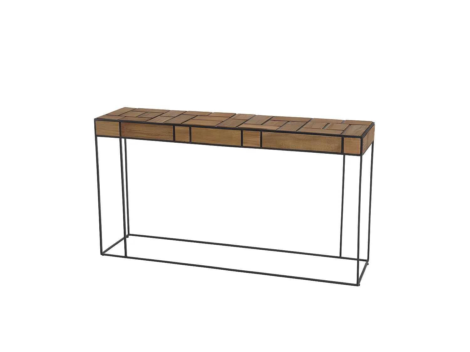 ALIDA - Console rectangulaire teck clair structure métal noir