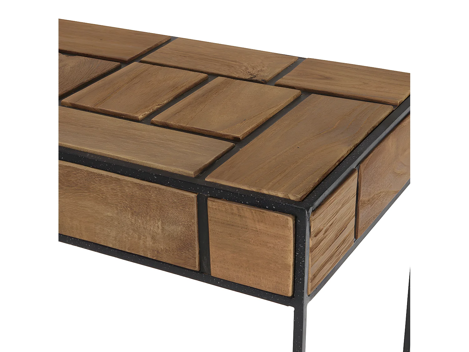 ALIDA - Console rectangulaire teck clair structure métal noir