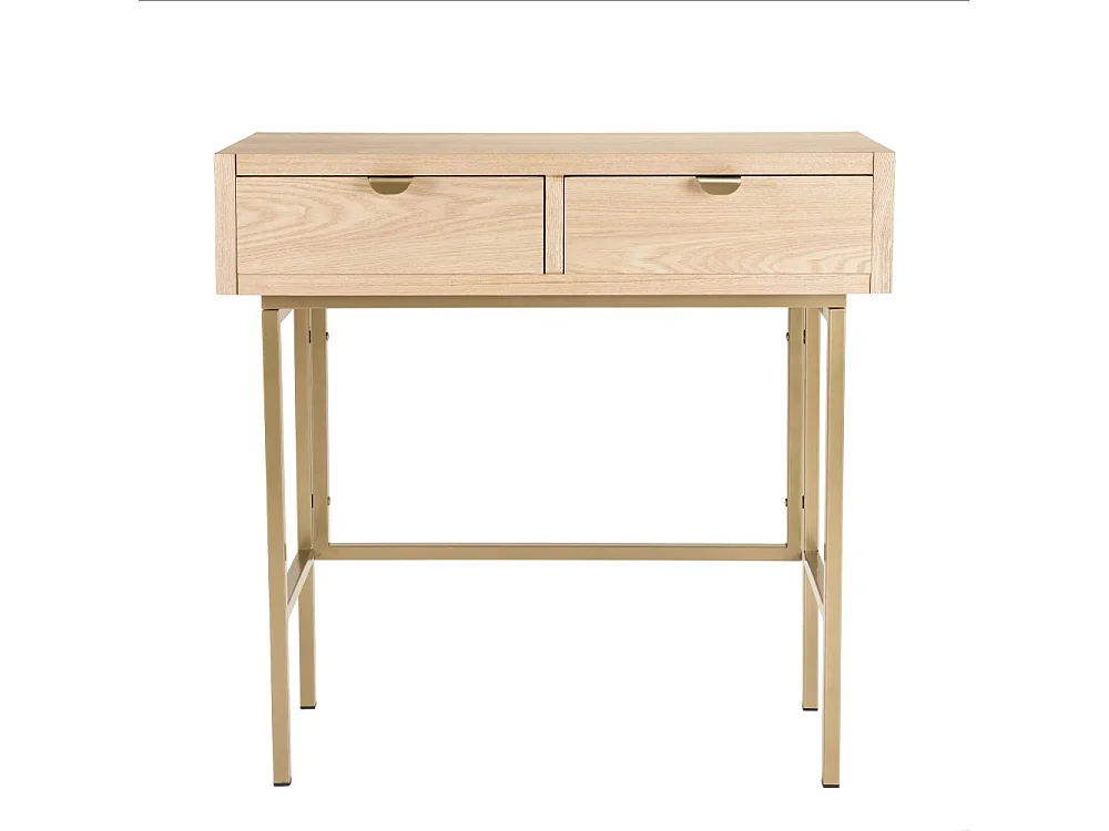 ALINE - Console bois 2 tiroirs pieds métal doré
