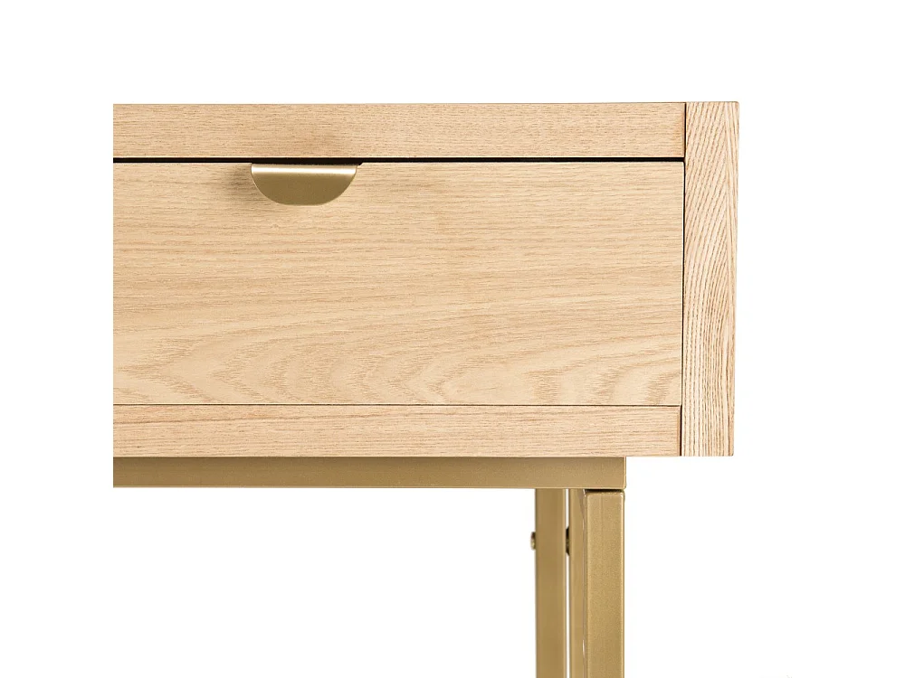 ALINE - Console bois 2 tiroirs pieds métal doré