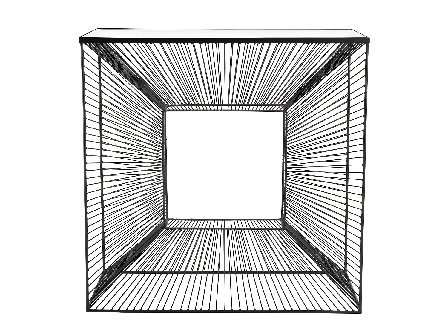 THEODORE - Console carrée métal noir plateau verre