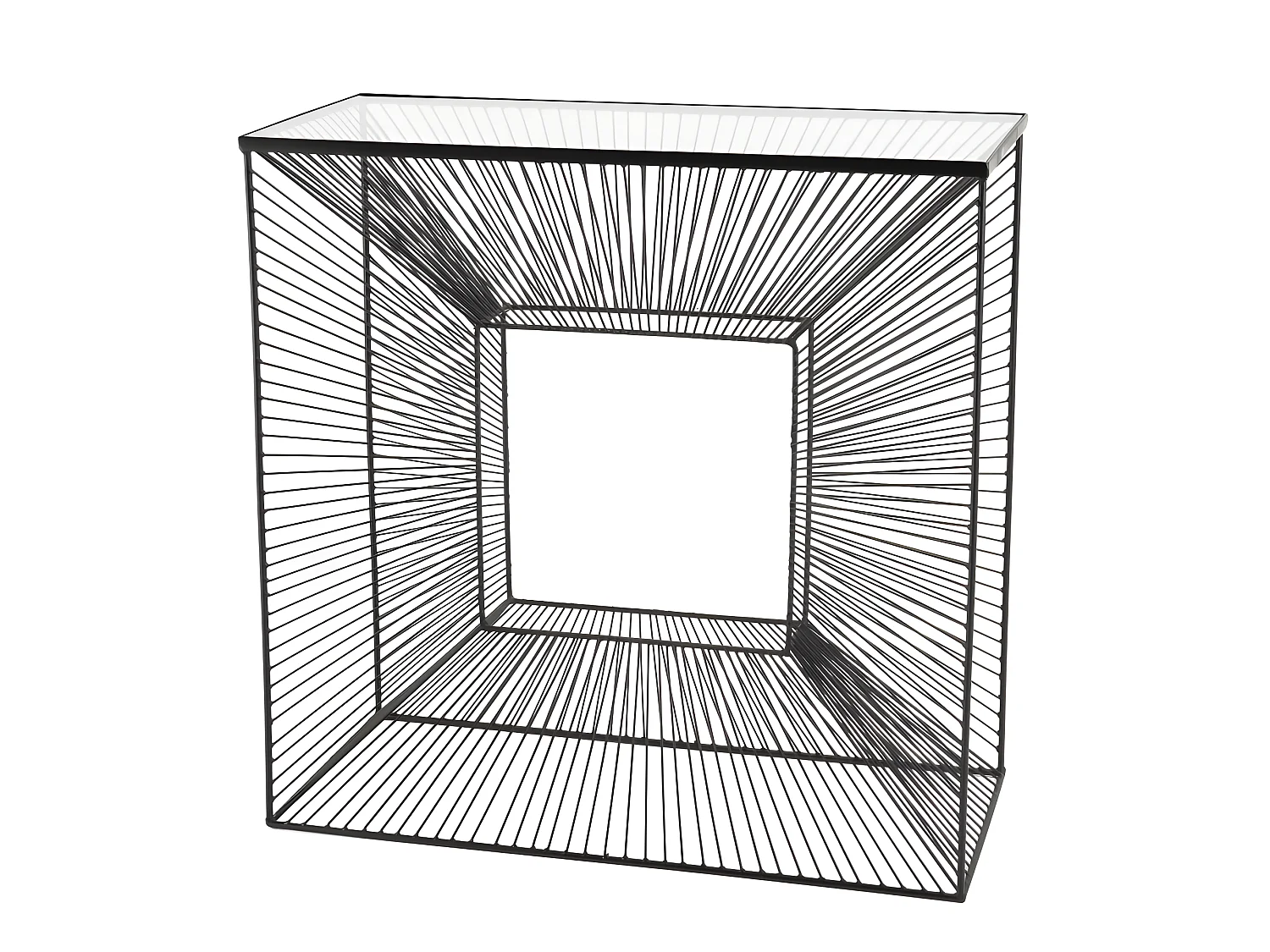 THEODORE - Console carrée métal noir plateau verre