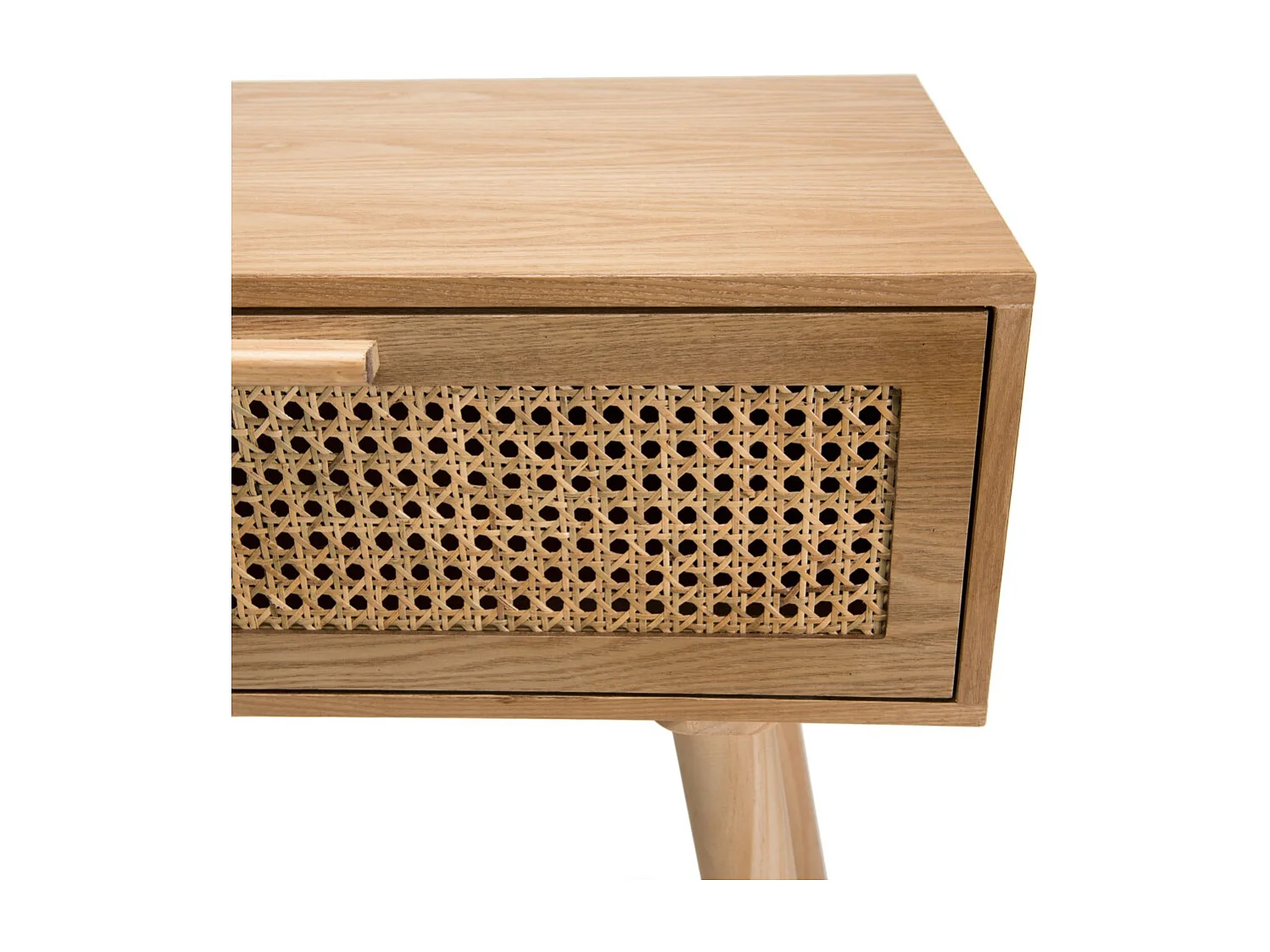 RODRIGO - Console couleur naturelle 2 tiroirs bois cannage