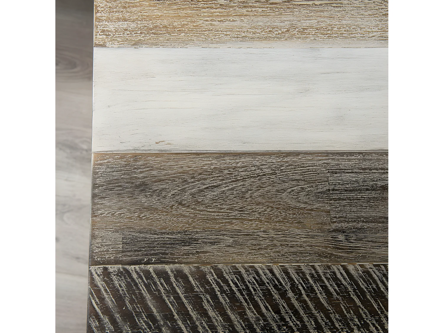 LEANDRE - Console noire rectangulaire avec tablette bois acacia et acier noir