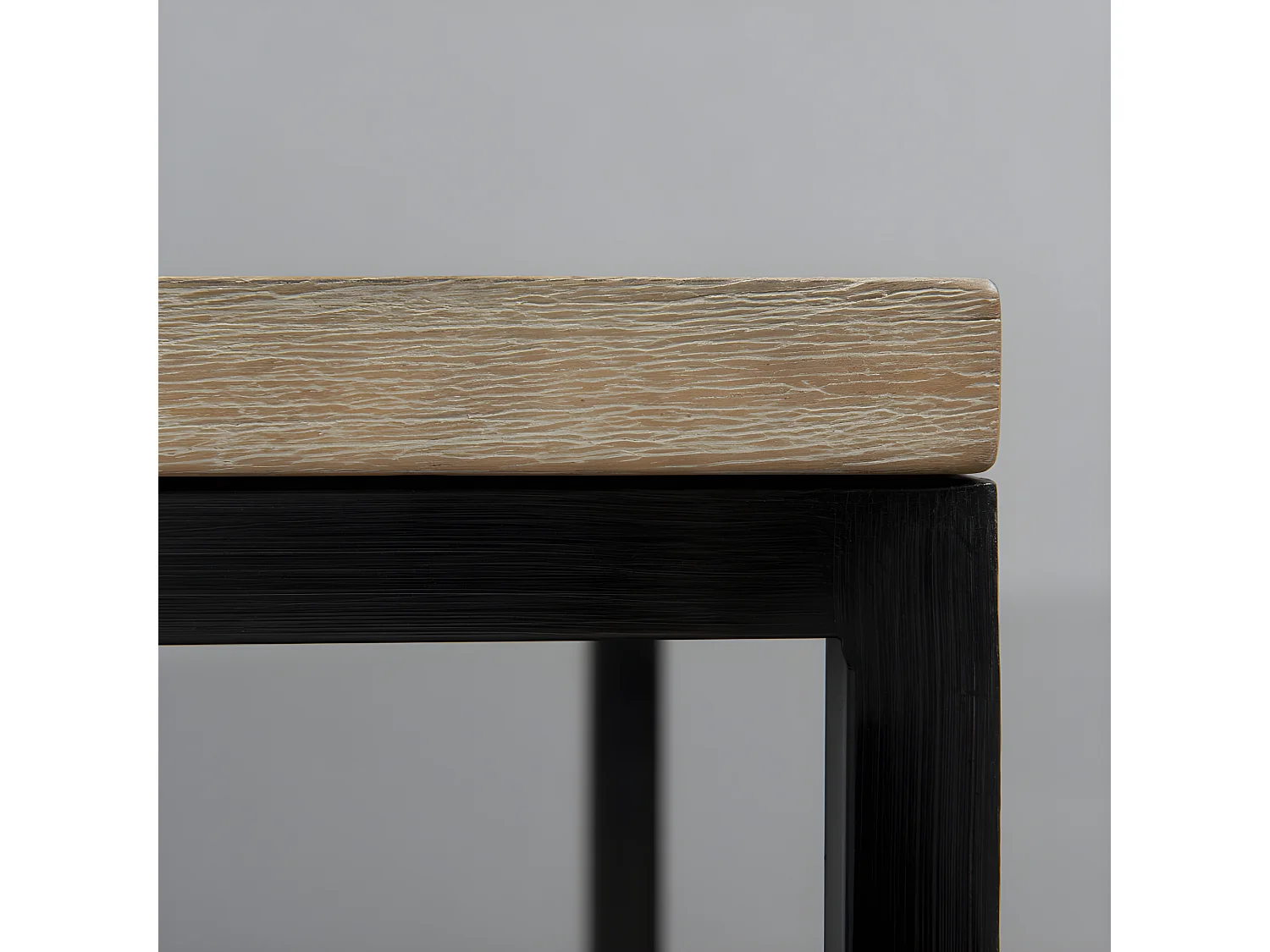 LEANDRE - Meuble TV noire bois acacia et métal 2 étagères